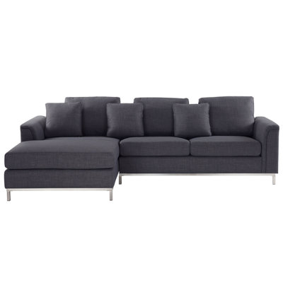 Right Hand Fabric Corner Sofa Grey OSLO