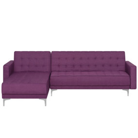 Right Hand Fabric Corner Sofa Purple ABERDEEN