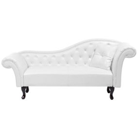 Right Hand Faux Leather Chaise Lounge White LATTES