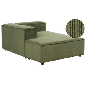 Right Hand Jumbo Cord Chaise Lounge Green APRICA