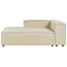 Right Hand Linen Chaise Lounge Beige APRICA