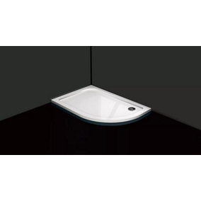 Right Hand Offset Quadrant 1000mm x 800mm Stone Resin 30mm Slimline Bathroom Shower Tray with Free 90mm Tray Waste