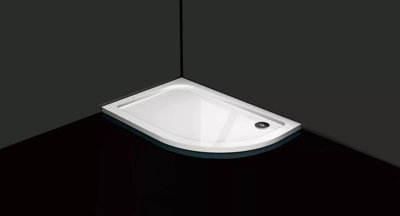 Right Hand Offset Quadrant 1000mm x 900mm Stone Resin 30mm Slimline Bathroom Shower Tray with Free 90mm Tray Waste