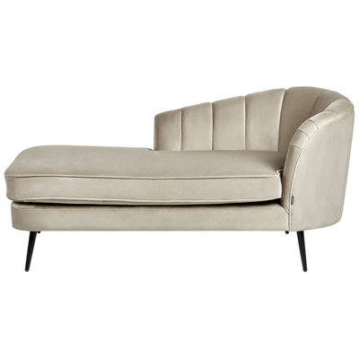 Right Hand Velvet Chaise Lounge Beige ALLIER