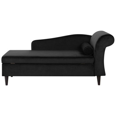 Right Hand Velvet Chaise Lounge Black LUIRO