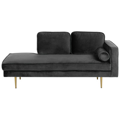 Right Hand Velvet Chaise Lounge Black MIRAMAS