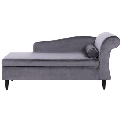 Right Hand Velvet Chaise Lounge Dark Grey LUIRO