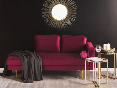 Right Hand Velvet Chaise Lounge Dark Red MIRAMAS