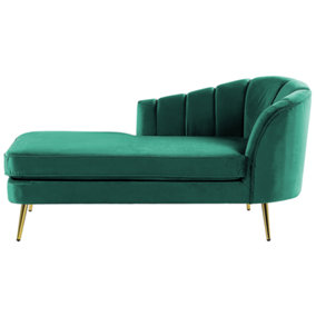 Right Hand Velvet Chaise Lounge Emerald Green ALLIER
