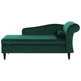 Right Hand Velvet Chaise Lounge Emerald Green LUIRO