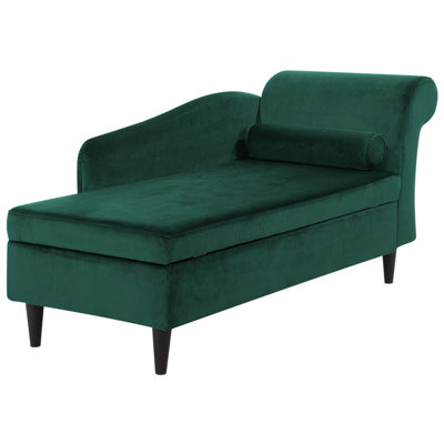 Right Hand Velvet Chaise Lounge Emerald Green LUIRO