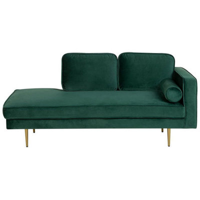 Right Hand Velvet Chaise Lounge Emerald Green MIRAMAS