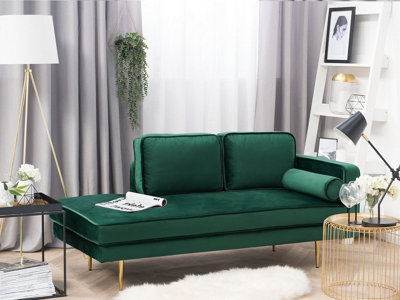 Right Hand Velvet Chaise Lounge Emerald Green MIRAMAS