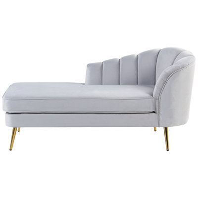 Right Hand Velvet Chaise Lounge Grey ALLIER