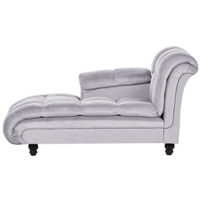 Right Hand Velvet Chaise Lounge Grey LORMONT