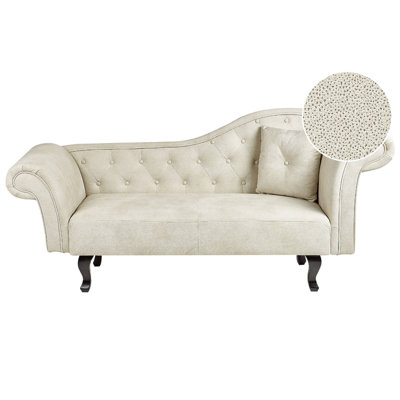 Right Hand Velvet Chaise Lounge Light Beige LATTES II