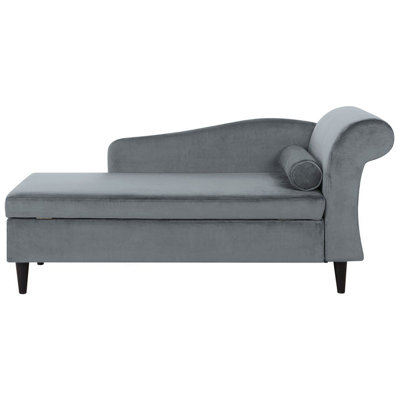 Right Hand Velvet Chaise Lounge Light Grey LUIRO