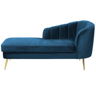 Right Hand Velvet Chaise Lounge Navy Blue ALLIER