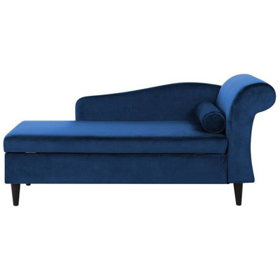 Right Hand Velvet Chaise Lounge Navy Blue LUIRO