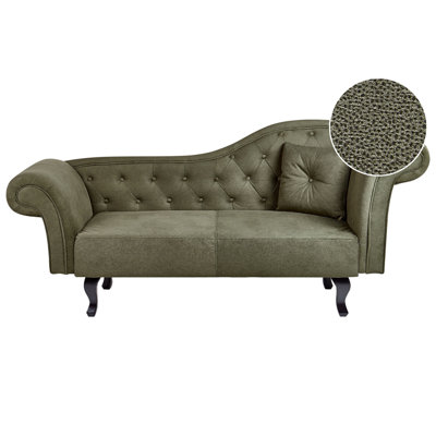 Right Hand Velvet Chaise Lounge Olive Green LATTES II