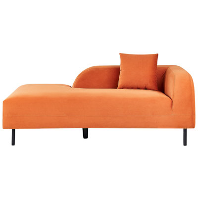 Right Hand Velvet Chaise Lounge Orange LE CRAU