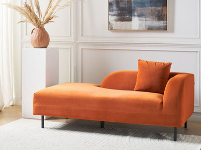 Right Hand Velvet Chaise Lounge Orange LE CRAU