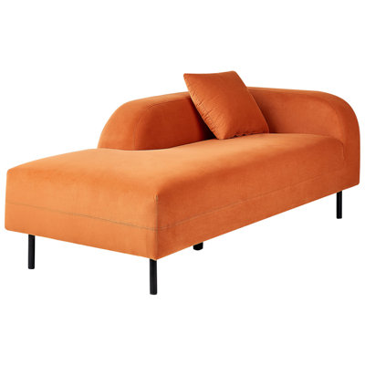 Right Hand Velvet Chaise Lounge Orange LE CRAU
