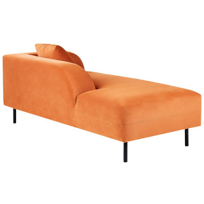 Right Hand Velvet Chaise Lounge Orange LE CRAU