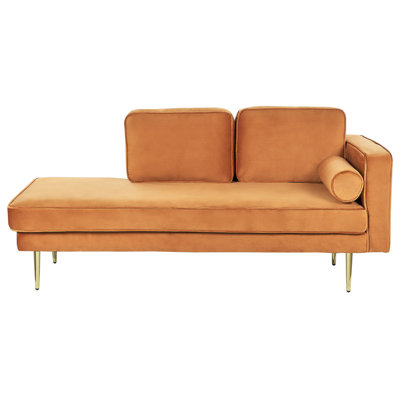 Right Hand Velvet Chaise Lounge Orange MIRAMAS | DIY at B&Q