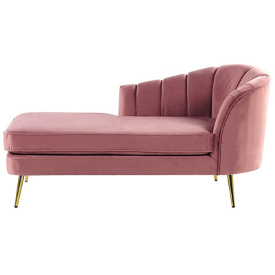 Right Hand Velvet Chaise Lounge Pink ALLIER