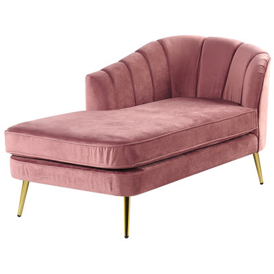 Right Hand Velvet Chaise Lounge Pink ALLIER