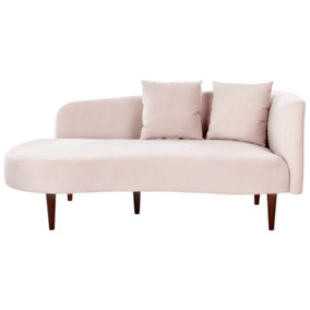 Right Hand Velvet Chaise Lounge Pink CHAUMONT