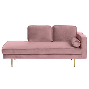 Right Hand Velvet Chaise Lounge Pink MIRAMAS
