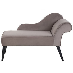 Right Hand Velvet Chaise Lounge Taupe BIARRITZ