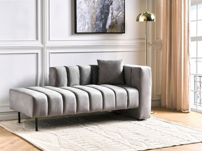 Right Hand Velvet Chaise Lounge Taupe LANNILS