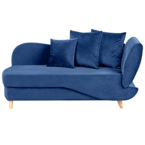 Right Hand Velvet Chaise Lounge with Storage Blue MERI II