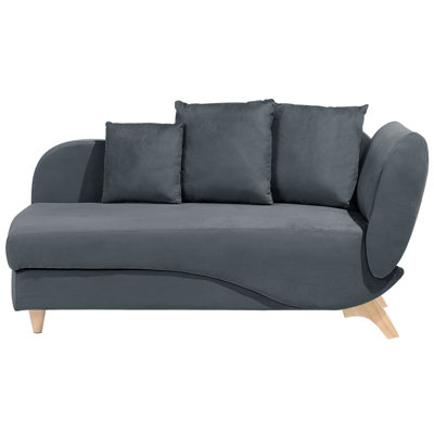 Right Hand Velvet Chaise Lounge with Storage Dark Grey MERI | DIY at B&Q