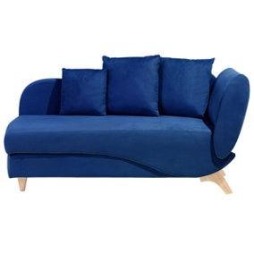 Right Hand Velvet Chaise Lounge with Storage Navy Blue MERI