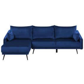 Right Hand Velvet Corner Sofa Navy Blue VARDE