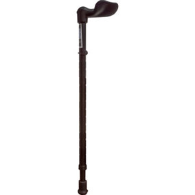 Right Handed Ergonomic Handled Walking Stick - Telescopic Height - Matt Black