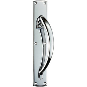 Right Handed Large Door Pull Handle 457 x 75mm Backplate Polished Chrome