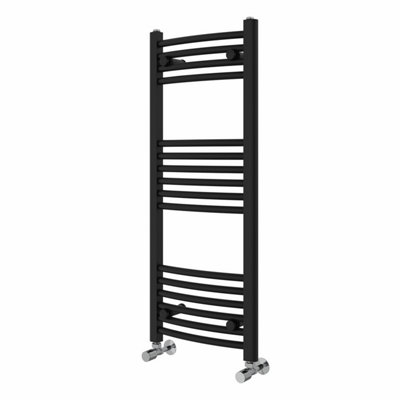 Right Radiators 1000x400 mm Curved Heated Towel Rail Radiator Bathroom Ladder Warmer Black