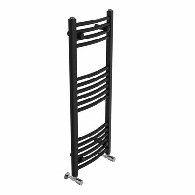 Right Radiators 1000x400 mm Curved Heated Towel Rail Radiator Bathroom Ladder Warmer Black