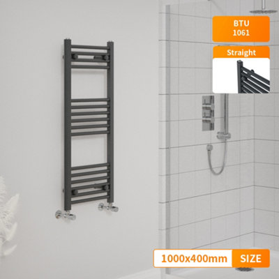 Right Radiators 1000x400 mm Straight Heated Towel Rail Radiator Bathroom Ladder Warmer Anthracite