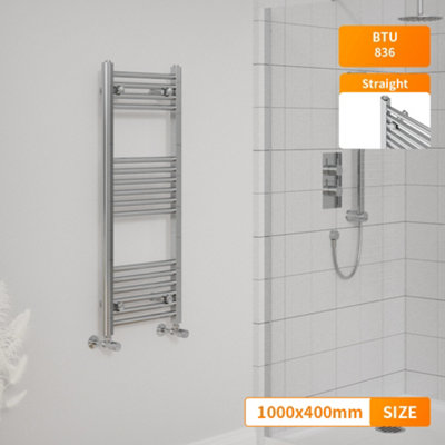 Right Radiators 1000x400 mm Straight Heated Towel Rail Radiator Bathroom Ladder Warmer Chrome