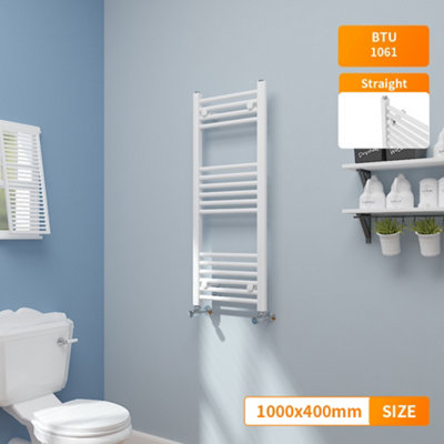 Right Radiators 1000x400 mm Straight Heated Towel Rail Radiator Bathroom Ladder Warmer White