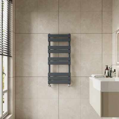 Right Radiators 1000x450 mm Flat Panel Heated Towel Rail Radiator Bathroom Ladder Warmer Anthracite