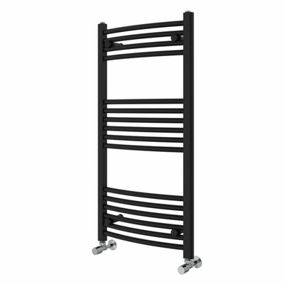 Right Radiators 1000x500 mm Curved Heated Towel Rail Radiator Bathroom Ladder Warmer Black