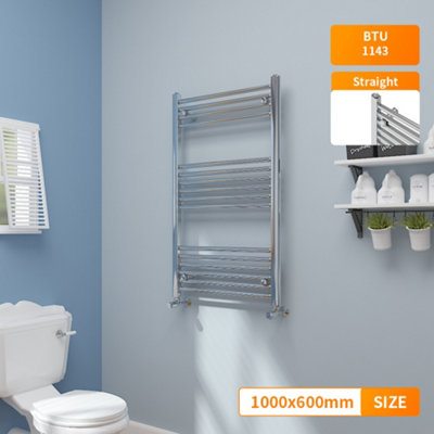 Right Radiators 1000x600 mm Straight Heated Towel Rail Radiator Bathroom Ladder Warmer Chrome