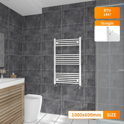 Right Radiators 1000x600 mm Straight Heated Towel Rail Radiator ...